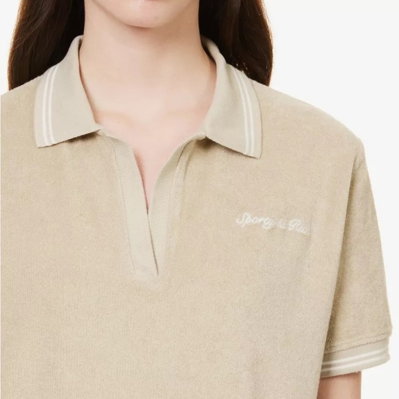 Sporty & Rich Syracuse Terry Polo Shirt in Elephant Grey XS - Picture 2 of 8
